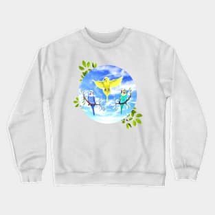 Birds. Budgerigars aka Parakeets Crewneck Sweatshirt